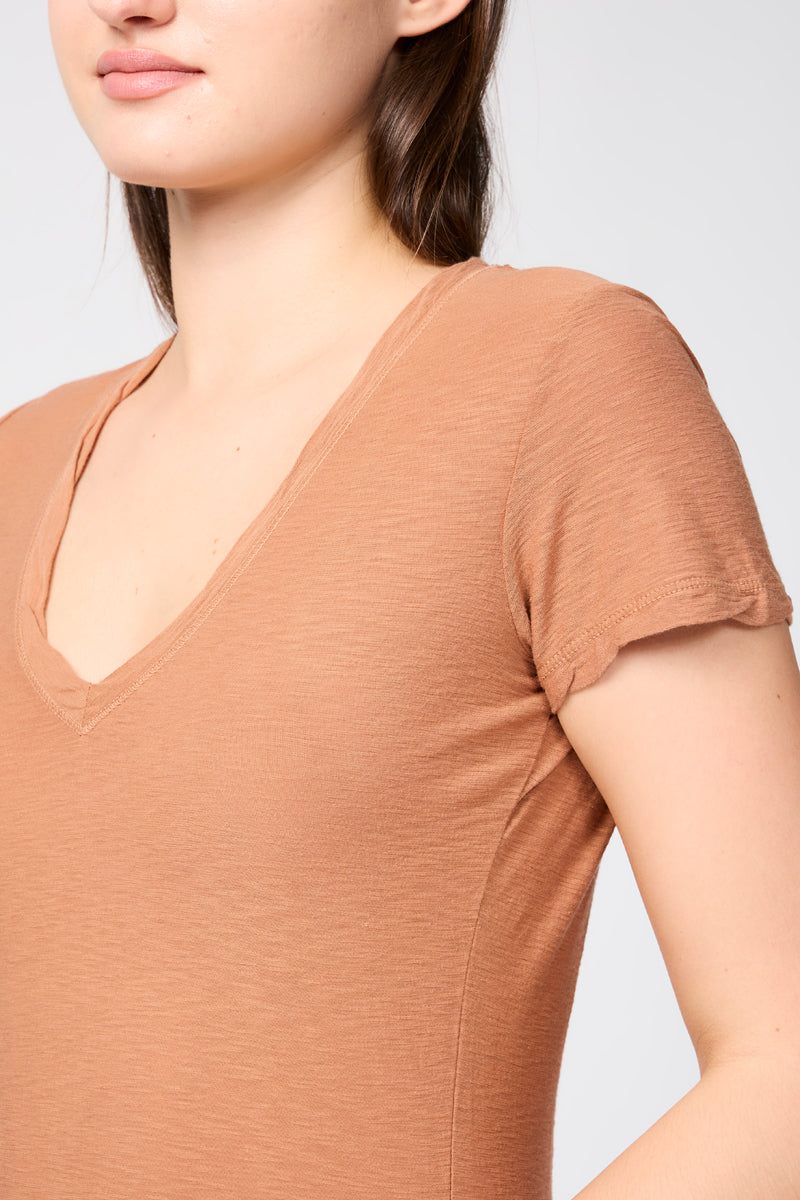 James Perse - Camiseta casual con ribete inverso - Nuez moscada - Mujer
