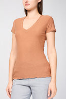 James Perse - Camiseta casual con ribete inverso - Nuez moscada - Mujer