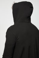 Abrigo polar con capucha - Negro - Mujer
