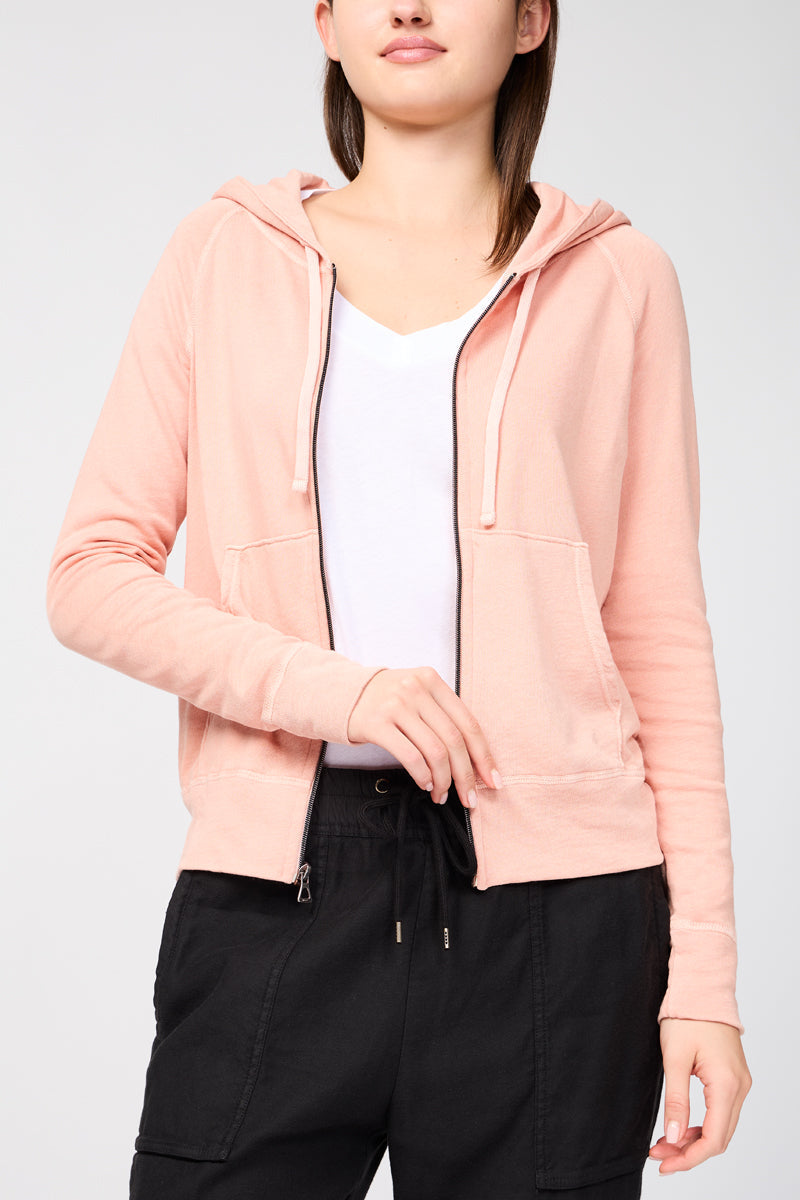 Classic Long-Sleeved Zip-Up Hoodie - Rhubarb Pigment - Women