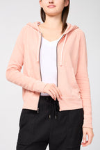 Classic Long-Sleeved Zip-Up Hoodie - Rhubarb Pigment - Women