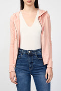 Classic Long-Sleeved Zip-Up Hoodie - Rhubarb Pigment - Women