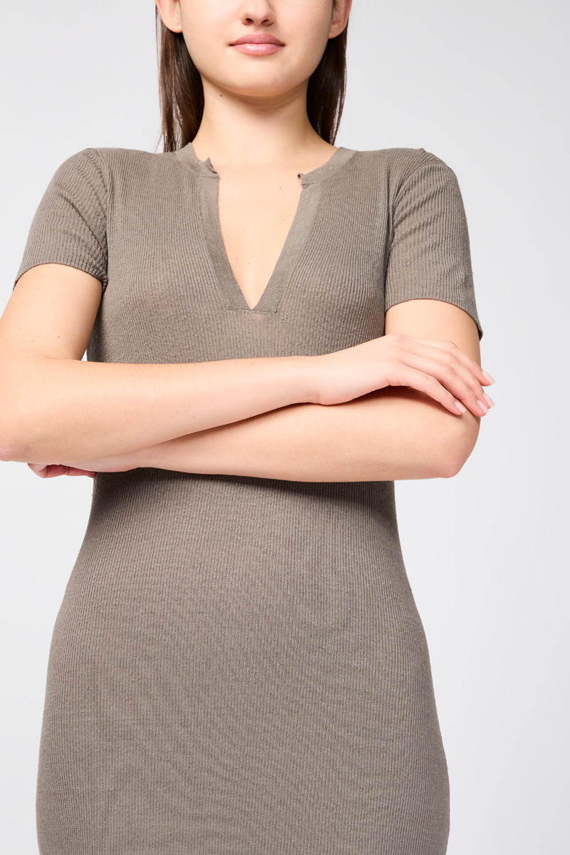 Front-Split Knit Dress - River Rock - Women
