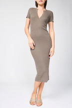 Front-Split Knit Dress - River Rock - Women