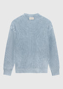 Washed Round Neck Sweater - Light Blue