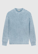 Washed Round Neck Sweater - Light Blue