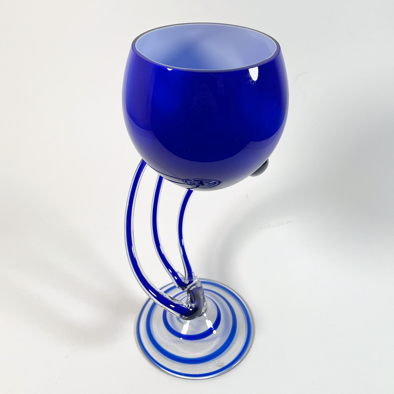 Paire De Verres À Pied Bleues Jozefina Krosno - Charme Vintage Des Années 1980 - Pièce Vintage