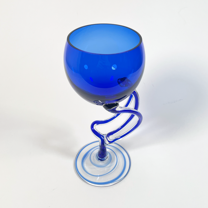 Paire De Verres À Pied Bleues Jozefina Krosno - Charme Vintage Des Années 1980 - Pièce Vintage