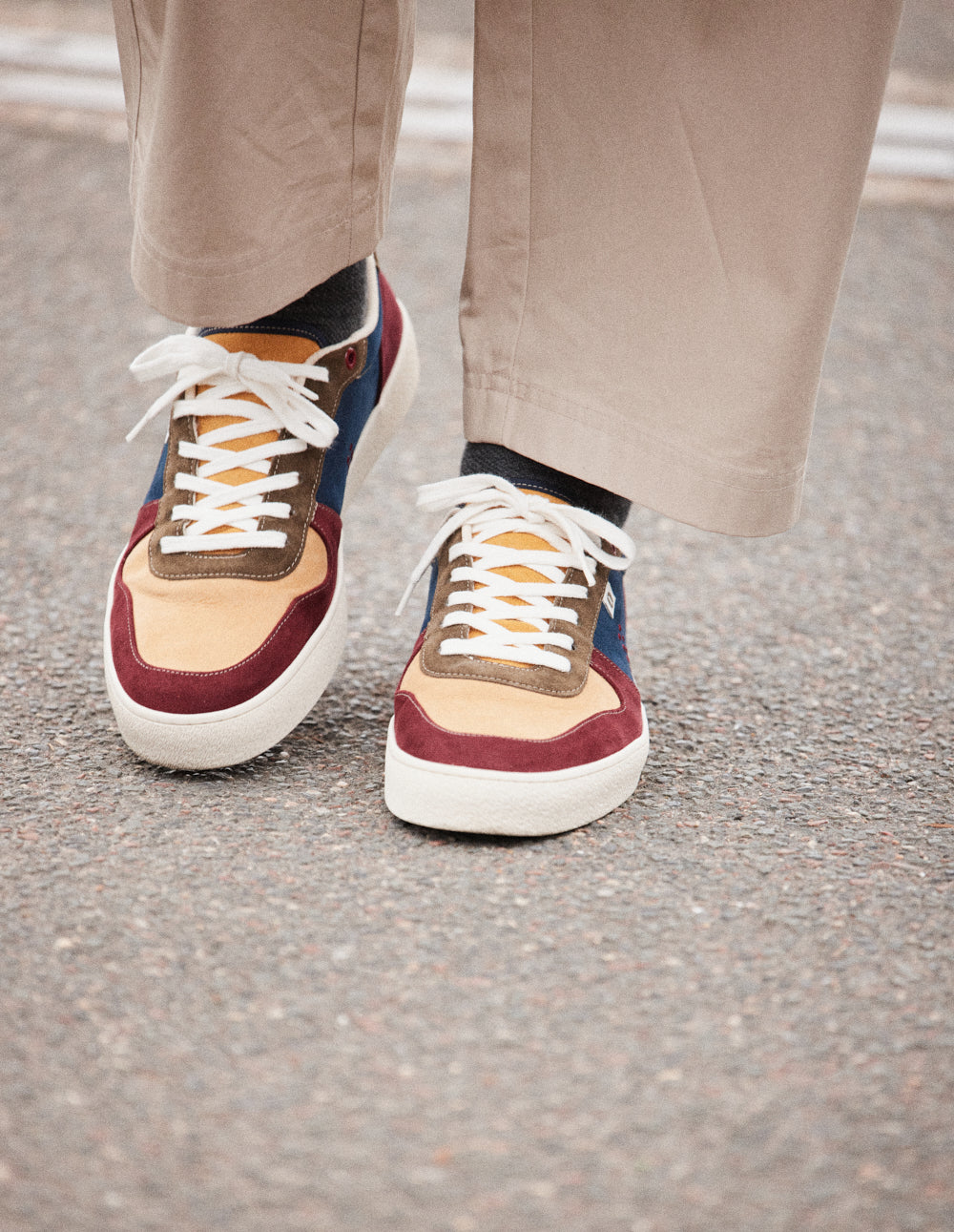 Baskets Basses Arthur - Pourpre Beige Kaki