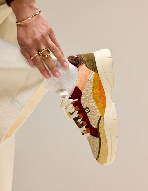Laura Low Sneakers - Beige Cream Burgundy