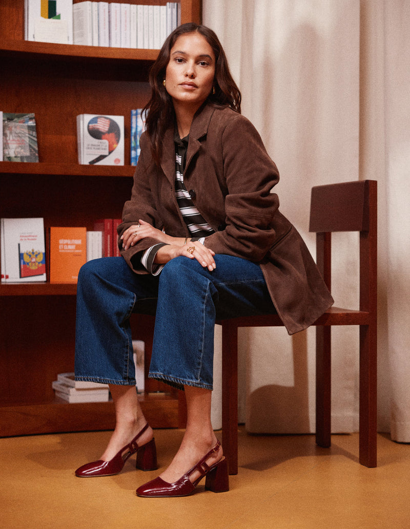 Escarpins Marcie - Cuir Plissé Verni Bordeaux