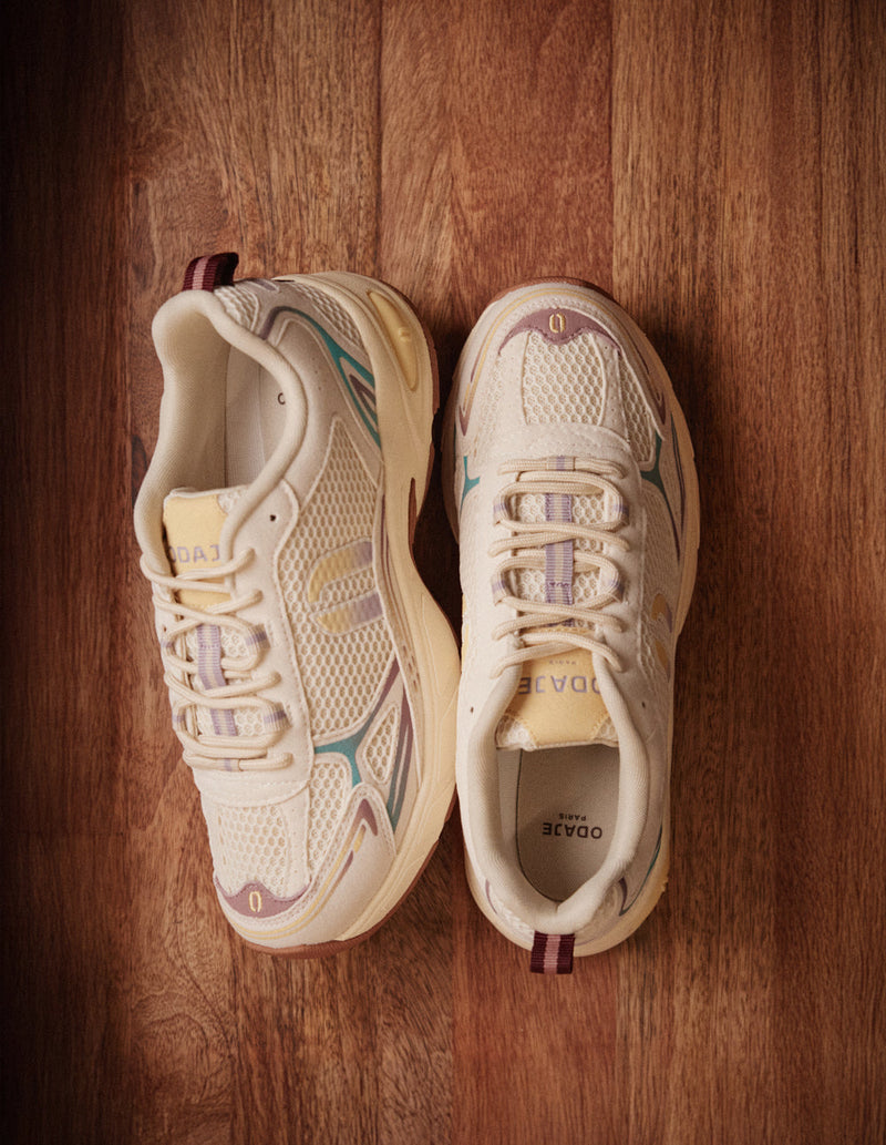 Baskets Basses May - Écru Rose Jaune