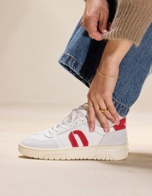 Zapatillas bajas Nora - Gris claro Blanco Rojo