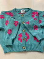 Vera Knit Cardigan - Aqua Blue & Magenta