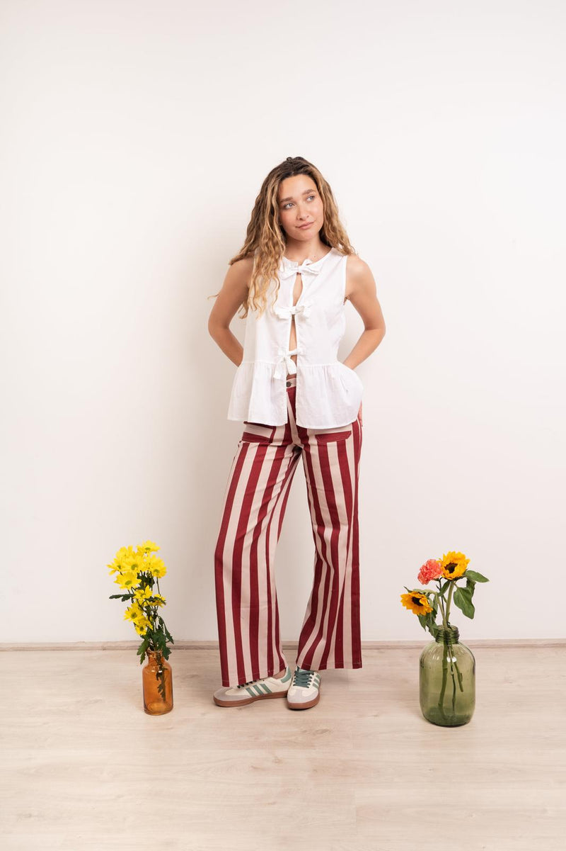 Jean À Rayures Bordeaux Valeria