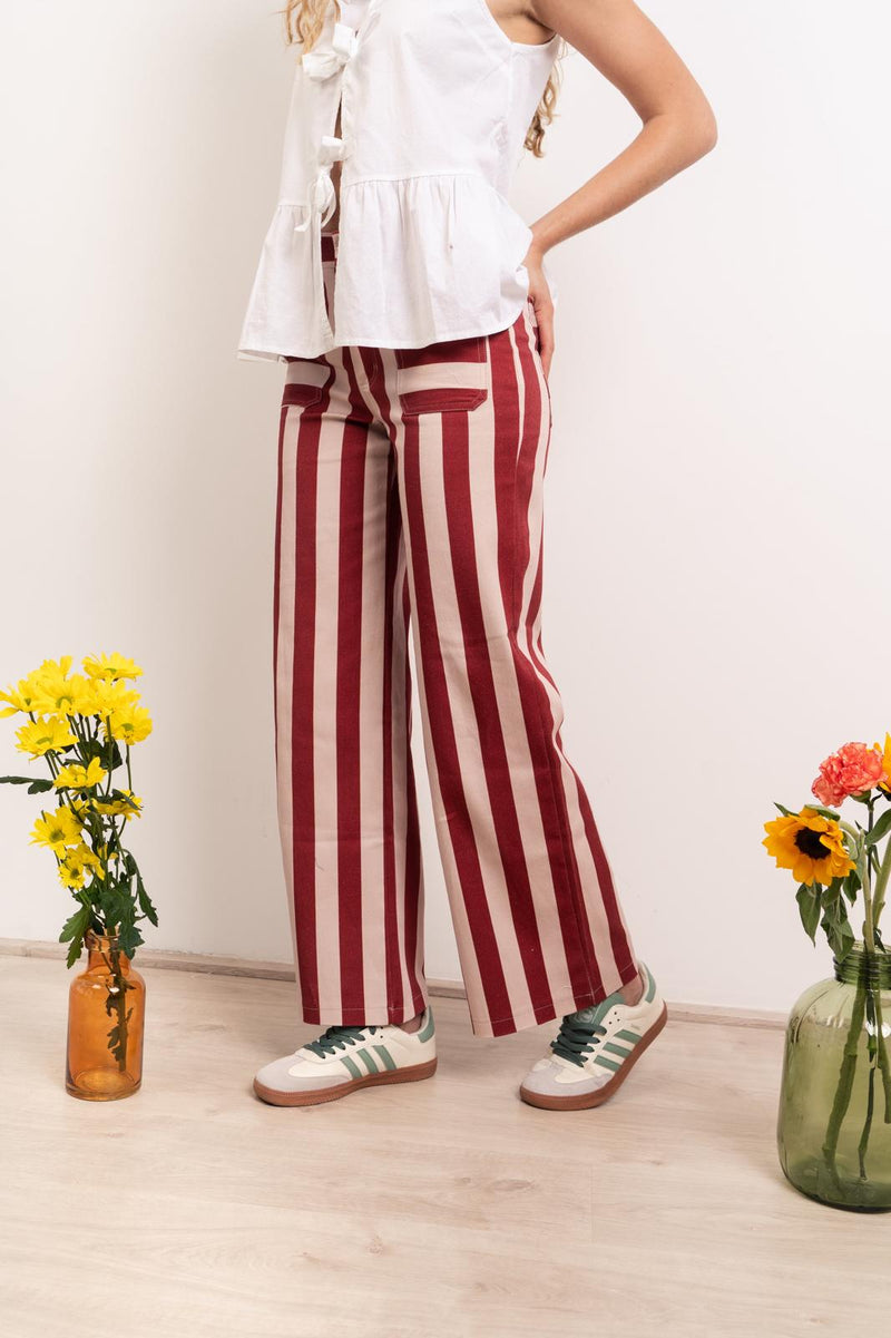 Jean À Rayures Bordeaux Valeria