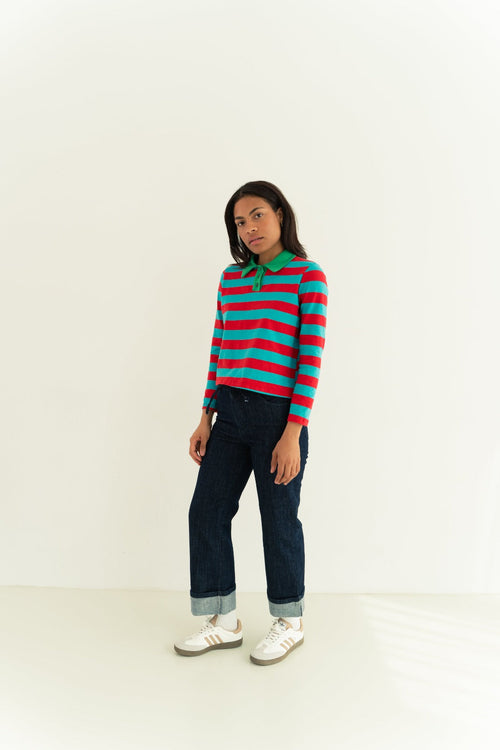 Filipa Red And Aquamarine Polo Shirt