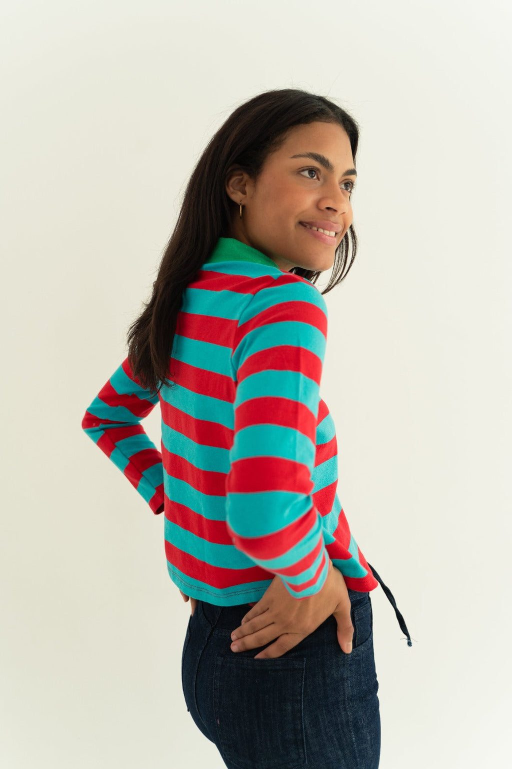 Polo Filipa rojo y aguamarina
