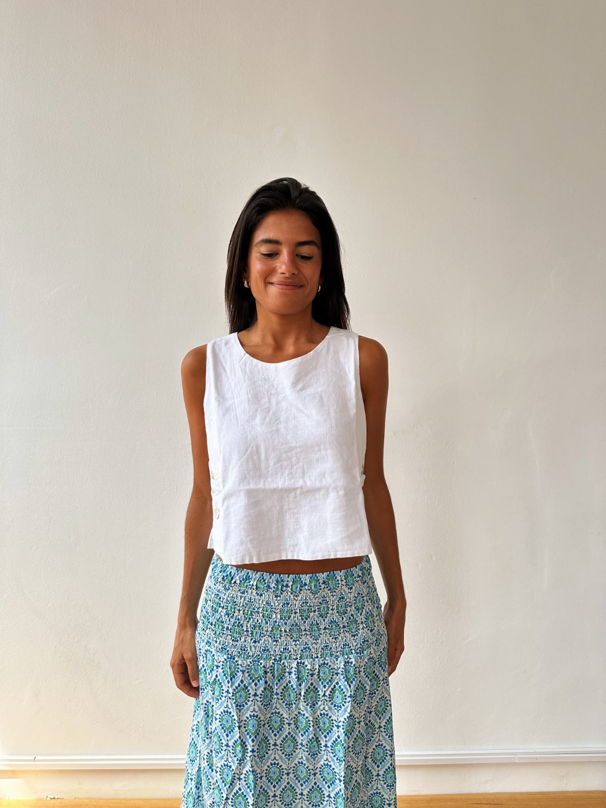 Claudia White Linen Top