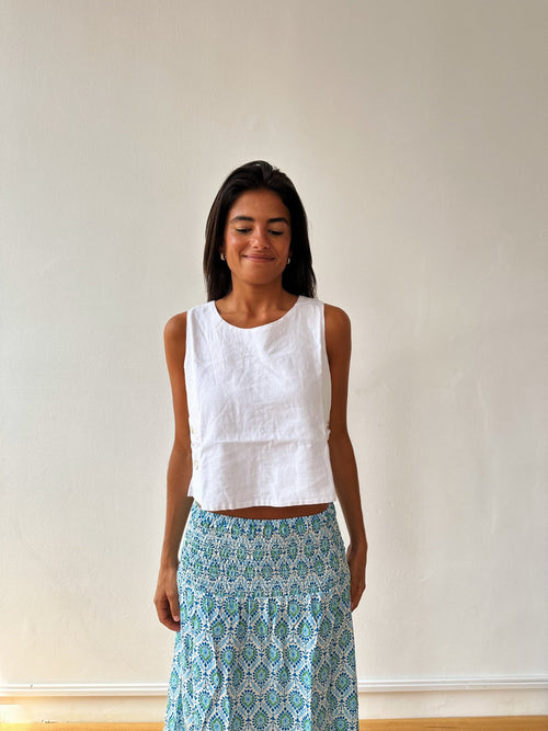 Top de lino blanco Claudia