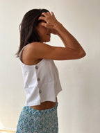 Claudia White Linen Top