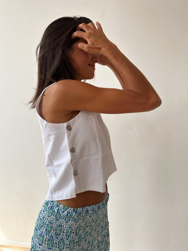 Top En Lin Blanc Claudia