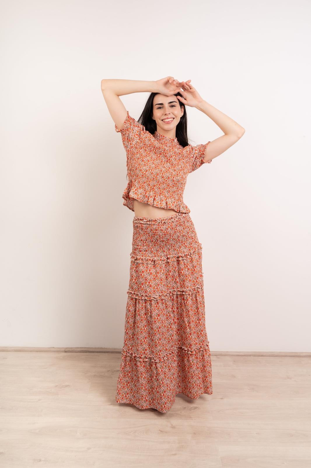 Falda Bruna Flores