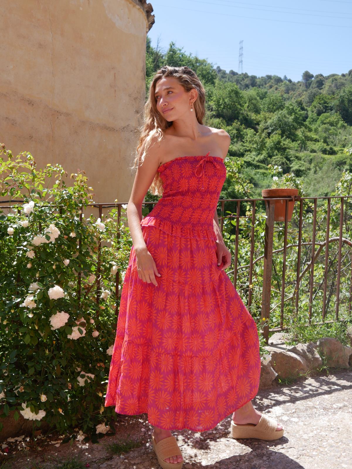 Vestido de lino naranja Casiopea