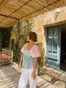 Chemisier Rose Et Bleu Maca