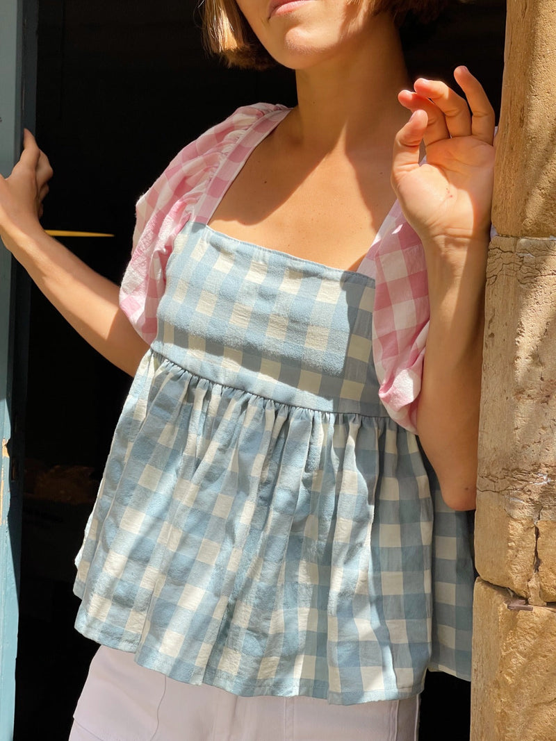 Chemisier Rose Et Bleu Maca