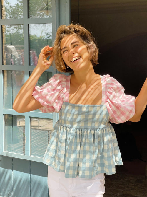 Blouse Maca Rosa y Azul