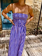 Vestido de Rayas Azules y Rosas Emily