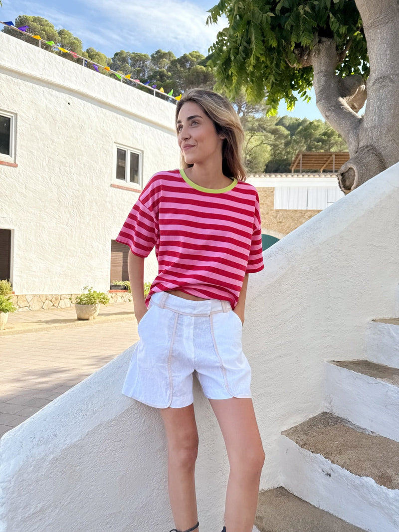Camiseta Nunu Roja y Rosa