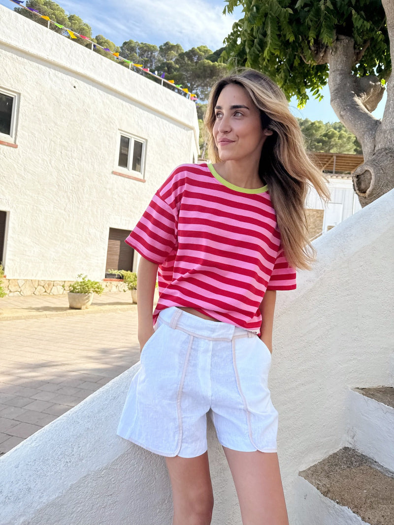 Camiseta Nunu Roja y Rosa
