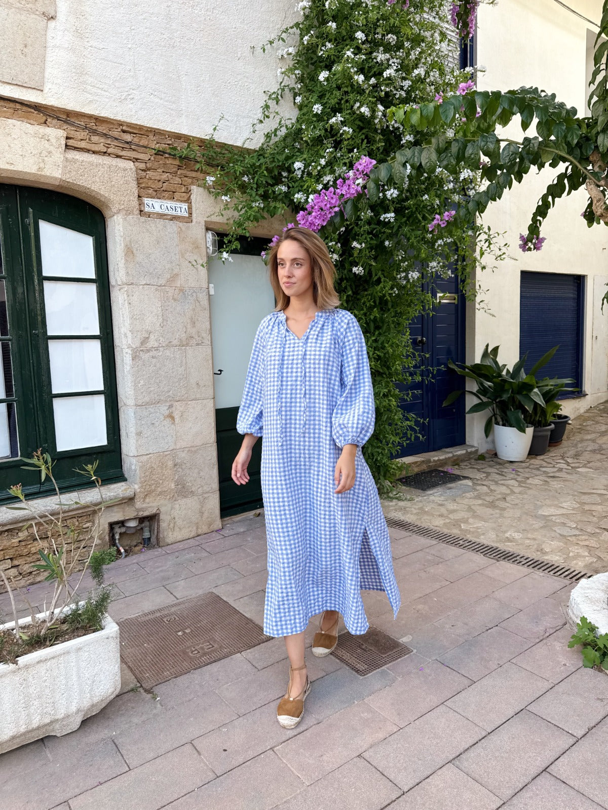 Vestido Matilde Vichy Celeste