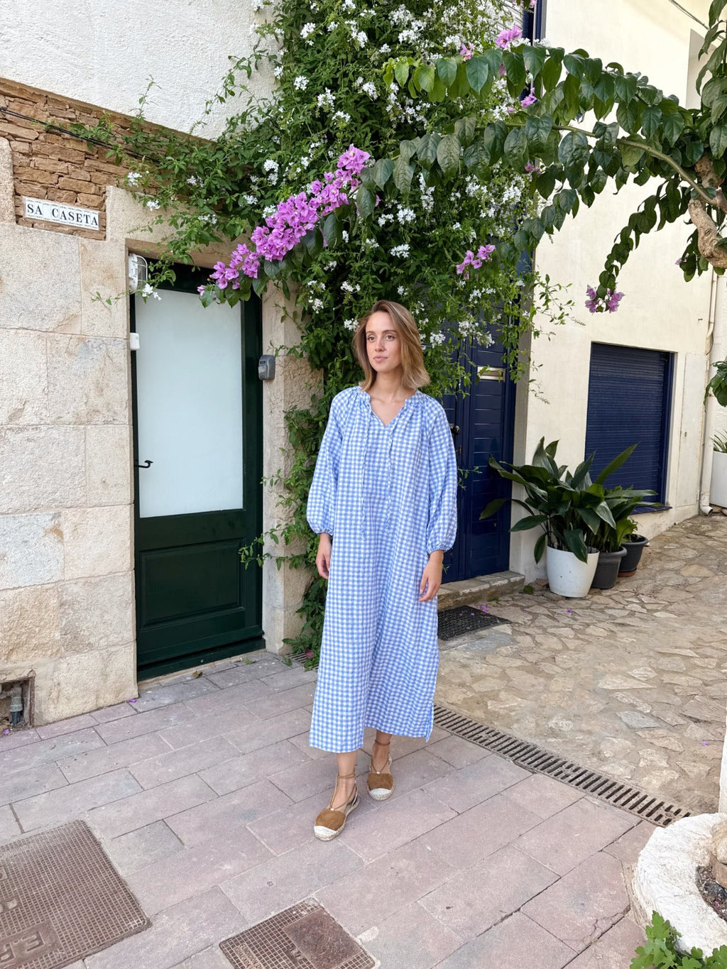 Vestido Matilde Vichy Celeste