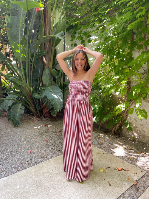 Robe Emily Rayas Rosa Y Marrón