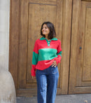 Pull Paola Fuchsia Et Vert