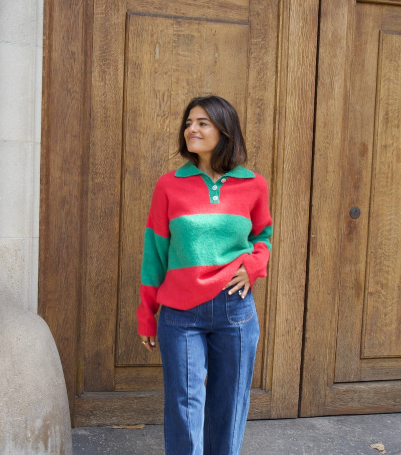 Pull Paola Fuchsia Et Vert