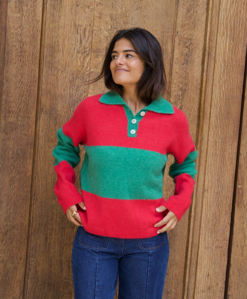 Pull Paola Fuchsia Et Vert