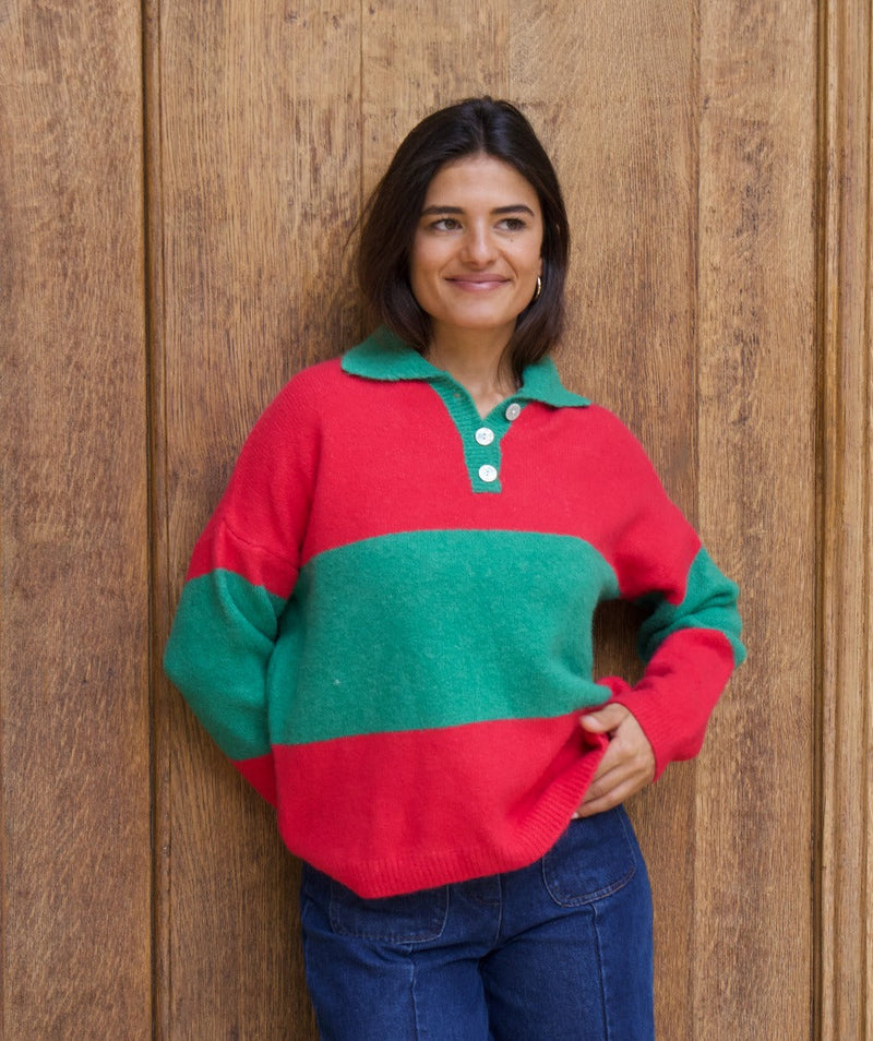 Pull Paola Fuchsia Et Vert