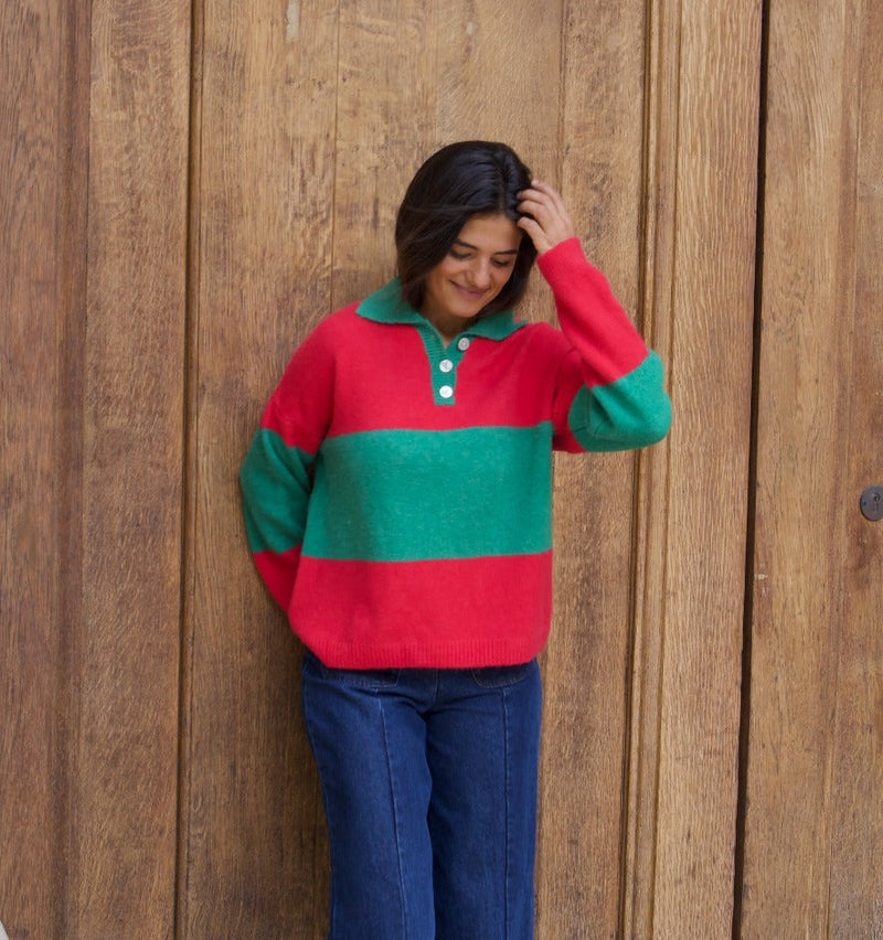 Pull Paola Fuchsia Et Vert