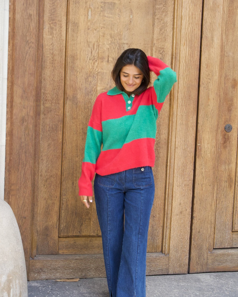 Pull Paola Fuchsia Et Vert