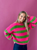 Pull Jersey Aura Fucsia Y Verde
