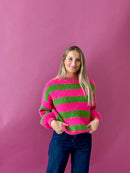 Pull Jersey Aura Fucsia Y Verde