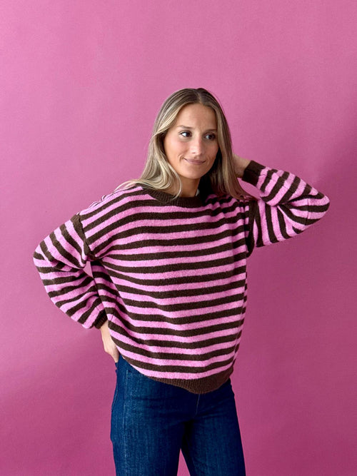 Pull Jersey Pia Marrón Y Rosa