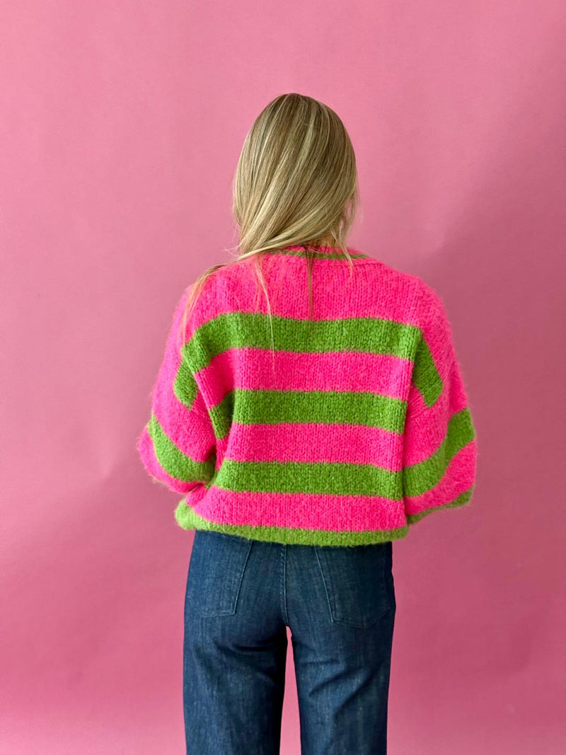Pull Jersey Aura Fucsia Y Verde