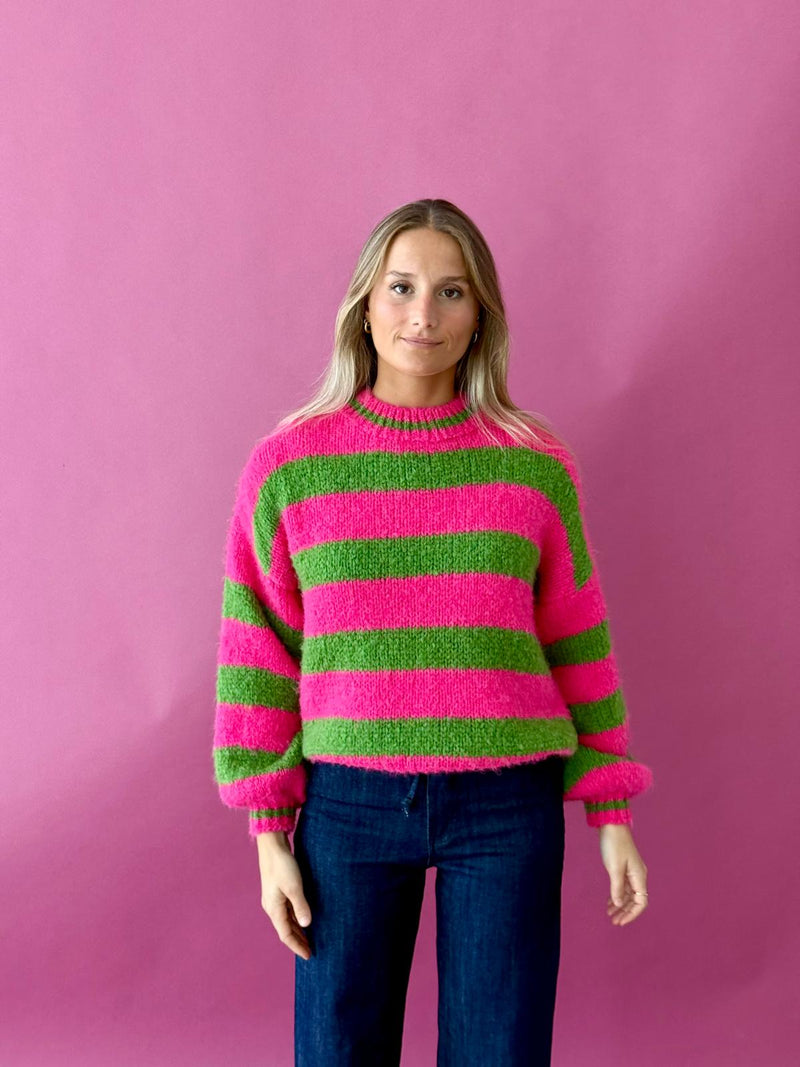 Pull Jersey Aura Fucsia Y Verde