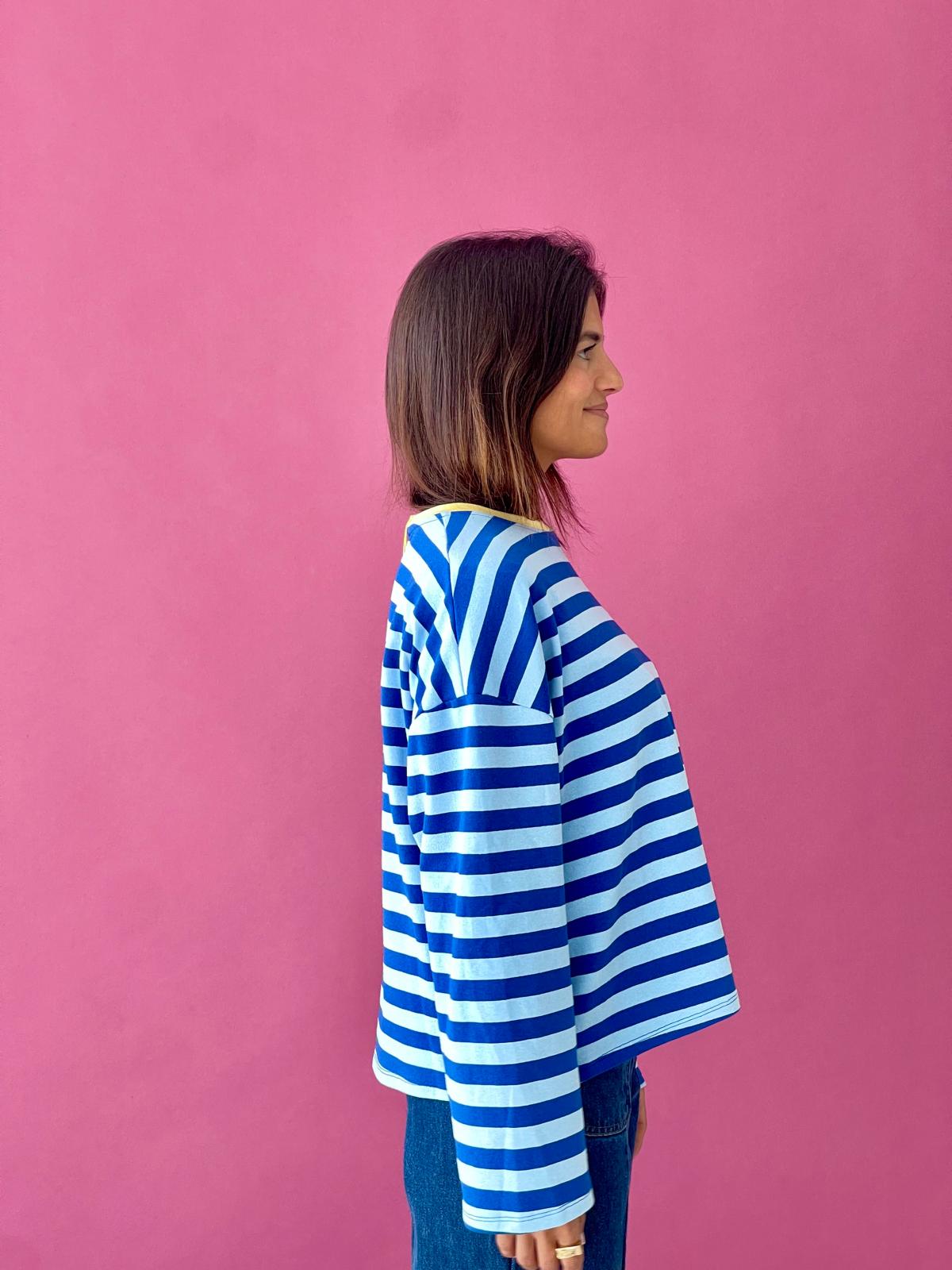 Camiseta Nuria Azul Y Amarillo