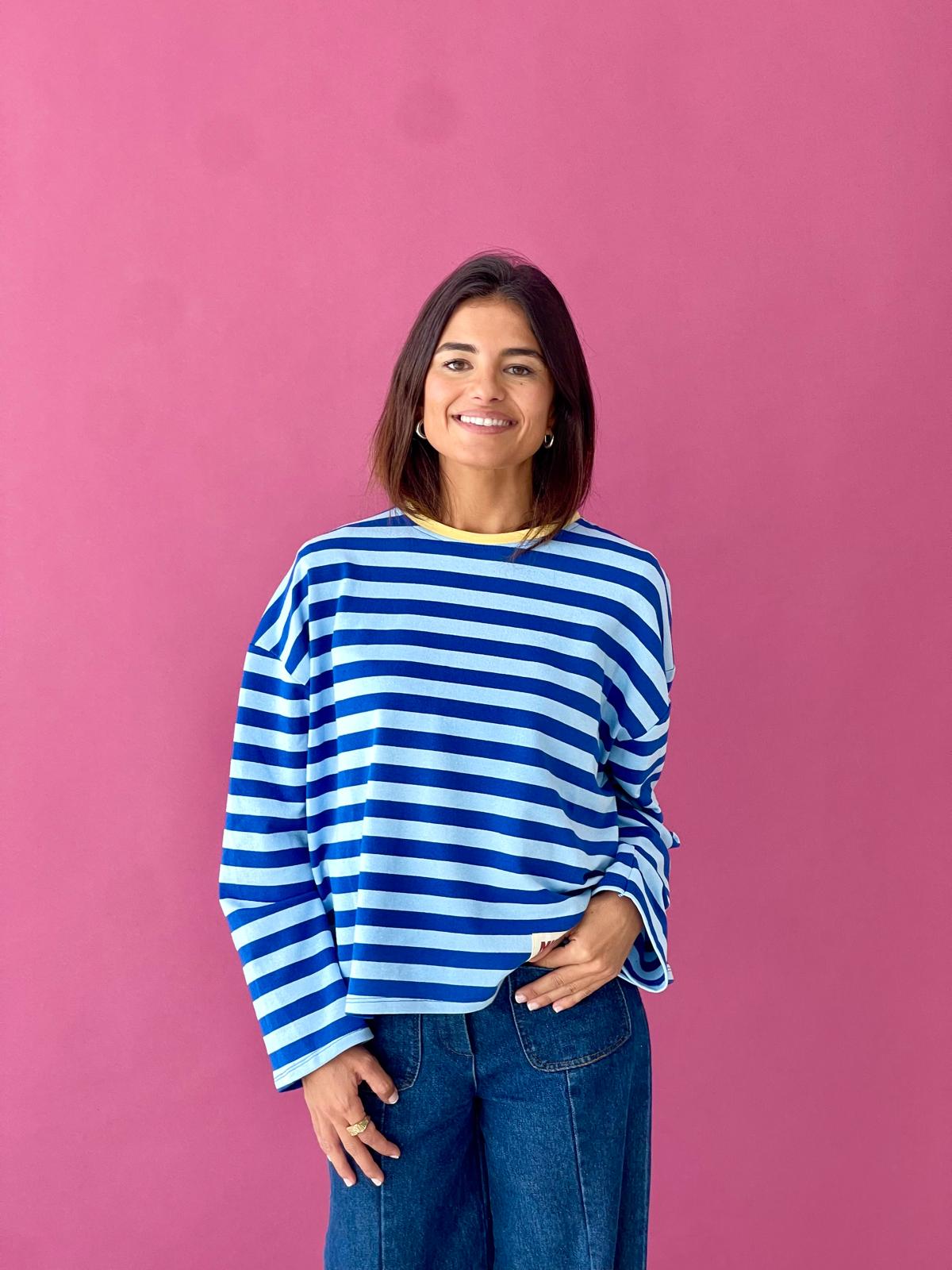 Camiseta Nuria Azul Y Amarillo